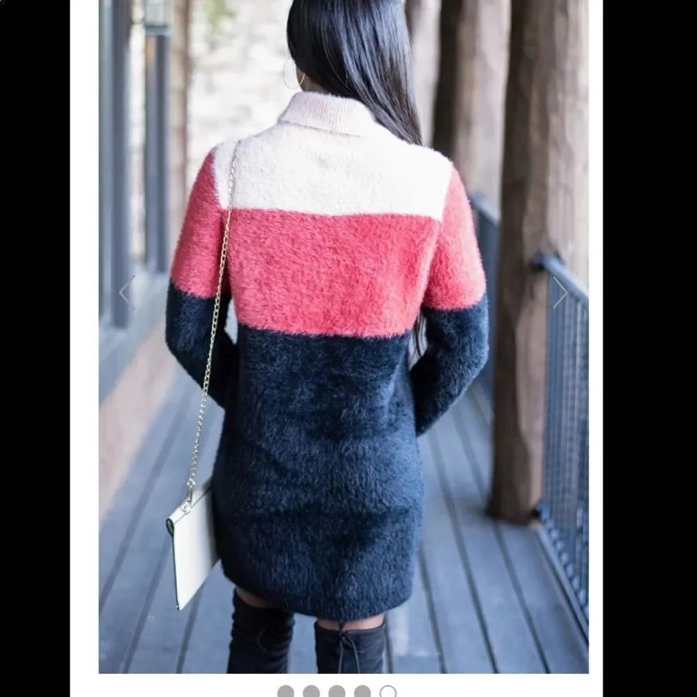 Colorblock Soft Sweater Dress Small - Picture 3 of 6